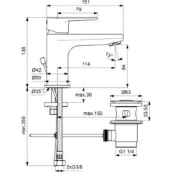 Ideal Standard Waschtischarmatur Cerafine O H80 Chrom -Badezimmerbedarf Geschäft 611258 3049 7