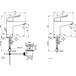 Ideal Standard Armaturenpaket Ceraflex Inkl. Brausethermostat Chrom -Badezimmerbedarf Geschäft 611281 3049 14