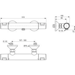 Ideal Standard Armaturenpaket Ceraflex Inkl. Brausethermostat Chrom -Badezimmerbedarf Geschäft 611281 3049 15