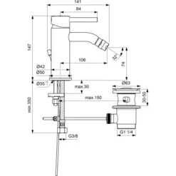 Ideal Standard Bidetarmatur Ceraline Chrom -Badezimmerbedarf Geschäft 611288 3049 7