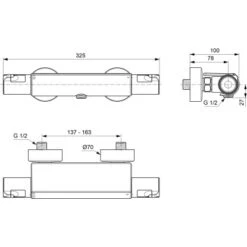 Ideal Standard Brausethermostat Ceratherm T50 Aufputz Mit Ablage Chrom -Badezimmerbedarf Geschäft 611782 3049 6