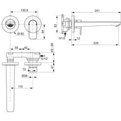 Ideal Standard Wand-Waschtischarmatur Connect Air Ausladung 22,5 Cm Chrom -Badezimmerbedarf Geschäft 612185 3049 4