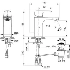 Ideal Standard Waschtischarmatur Connect Air Brushed Gold -Badezimmerbedarf Geschäft 612419 3049 4
