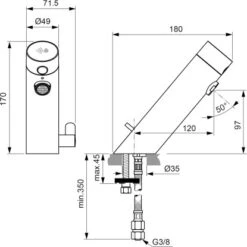 Ideal Standard Waschtischarmatur Sensorflow Mit Mischung Batterie Chrom -Badezimmerbedarf Geschäft 615088 3049 5