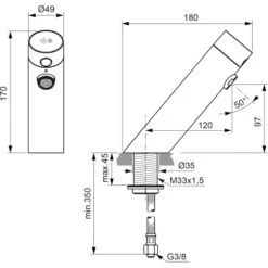 Ideal Standard Waschtischarmatur Sensorflow Ohne Mischung Batterie Chrom -Badezimmerbedarf Geschäft 615103 3049 7
