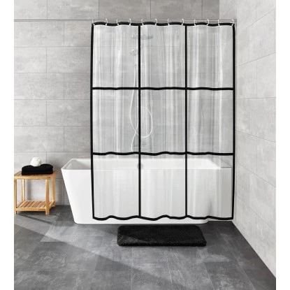 Kleine Wolke Duschvorhang Brooklyn Transparent-Schwarz 200 Cm X 180 Cm 3 Kleine Wolke Duschvorhang Brooklyn Transparent-Schwarz 200 Cm X 180 Cm