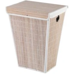 Wenko Wäschetruhe Bamboo Konisch Weiß
