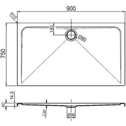 Duschwanne Maui-R 90 Cm X 75 Cm -Badezimmerbedarf Geschäft 674874 3209 3