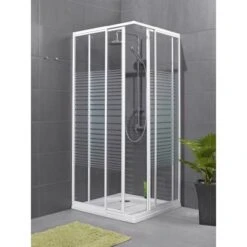 Schulte Eckdusche Sunny Mit Querstreifen 90 X 90 Cm 2-teilig Variabel Alu Natur