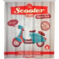 Wenko Anti-Schimmel Duschvorhang Vintage Scooter 200 Cm X 180 Cm