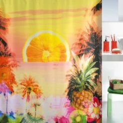 Spirella Duschvorhang Textil Paradise Sunset 200 Cm X 180 Cm