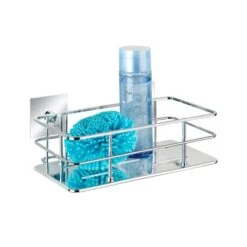 Wenko Turbo-Loc Edelstahl Wandablage Quadro Edelstahl 24 X 10 X 14.5 Cm, Chrom -Badezimmerbedarf Geschäft 69350 sb freisteller de 01