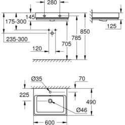 Grohe Waschtisch Cube Keramik 60 Cm Alpinweiß Mit Hahnloch Und Überl. PureGuard 7 Grohe Waschtisch Cube Keramik 60 Cm Alpinweiß Mit Hahnloch Und Überl. PureGuard -Badezimmerbedarf Geschäft 778990 4520 3