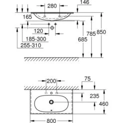 Grohe Waschtisch Essence 80 Cm Mit Hahnloch Und Überlauf PureGuard 7 Grohe Waschtisch Essence 80 Cm Mit Hahnloch Und Überlauf PureGuard -Badezimmerbedarf Geschäft 779014 4520 3