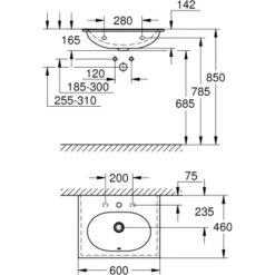 Grohe Waschtisch Essence 60 Cm Mit Hahnloch Und Überlauf PureGuard -Badezimmerbedarf Geschäft 779015 4520 3