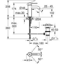 Grohe Einhand-Waschtischbatterie Essence S-Size Supersteel -Badezimmerbedarf Geschäft 792968 4520 3