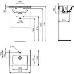 Ideal Standard Möbelwaschtisch I.life S 51 Cm Weiß -Badezimmerbedarf Geschäft 8014140491705 3049 VM 08