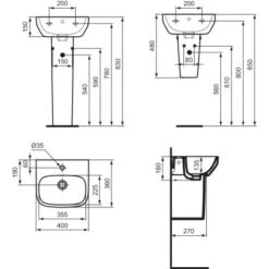 Ideal Standard Handwaschbecken I.life A 40 Cm Weiß -Badezimmerbedarf Geschäft 8014140515272 3049 VM 09