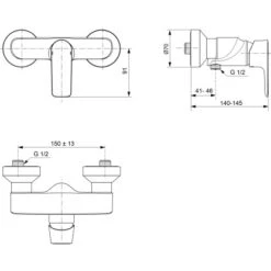 Ideal Standard Brausearmatur Connect Air AP Chrom -Badezimmerbedarf Geschäft 817425 3049 4