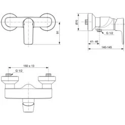 Ideal Standard Brausearmatur Connect Air AP Chrom -Badezimmerbedarf Geschäft 817425 4650 4
