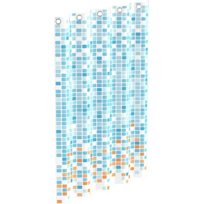 Eisl Textil Duschvorhang Mit Motiv Mosaik Blau-Orange 180 Cm X 200 Cm Waschbar 5 Eisl Textil Duschvorhang Mit Motiv Mosaik Blau-Orange 180 Cm X 200 Cm Waschbar – Bild 3