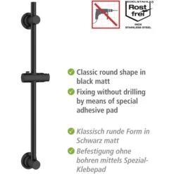 Wenko Duschstange Schwarz Befestigen Ohne Bohren -Badezimmerbedarf Geschäft 903403 1068 03