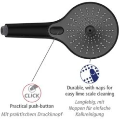 Wenko Duschkopf Ultimate Shower Schwarz/Grau Ø 13 Cm -Badezimmerbedarf Geschäft 903405 1068 03
