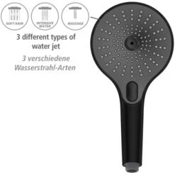 Wenko Duschkopf Ultimate Shower Schwarz/Grau Ø 13 Cm -Badezimmerbedarf Geschäft 903405 1068 04