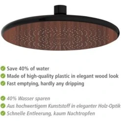 Wenko Regenduschkopf Watersaving Wood Ø 22,5 Cm -Badezimmerbedarf Geschäft 903683 1068 05