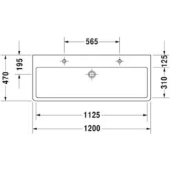 Duravit DU Waschtisch Vero 1200 Mm Mit ÜL, Mit HLB, 2 HL, Weiß -Badezimmerbedarf Geschäft 9356 print masszeichnung 5