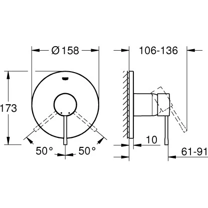 Grohe Einhand-Brausebatterie Essence Hard Graphite Gebürstet Für Unterputz 4 Grohe Einhand-Brausebatterie Essence Hard Graphite Gebürstet Für Unterputz – Bild 2