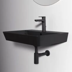 Ideal Standard Waschtisch Connect Air 60x46 Cm 1 Hahnloch Mit Überlauf Schwarz -Badezimmerbedarf Geschäft 9802745 3049 6