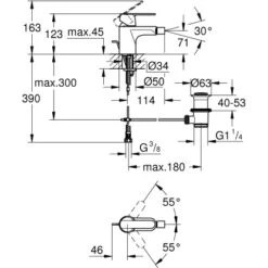 Grohe QuickFix Einhand-Bidetarmatur Get -Badezimmerbedarf Geschäft bidetbatterie mazeichnung 1