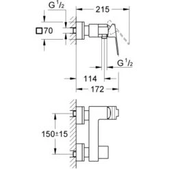 Grohe QuickFix Einhand-Duscharmatur Sail Cube -Badezimmerbedarf Geschäft brausebatterie mazeichnung 2
