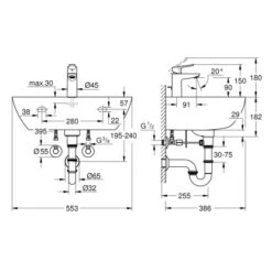 Grohe QuickFix Waschbecken-Set Bau Keramik 55 Cm Alpinweiß -Badezimmerbedarf Geschäft keramik bundle mazeichnung